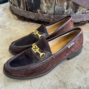 Escada Suede And Calf Hair Loafers